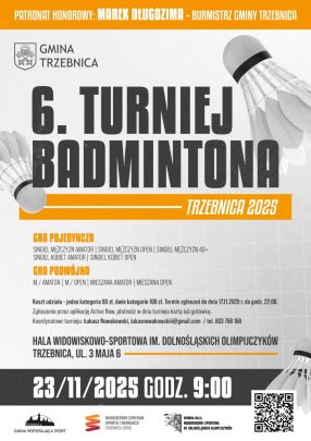 Plakat 6.Turniej badmintona Trzebnica 